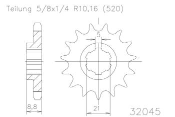 Kettenritzel, 14 Zähne