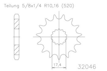 Preview: Kettenritzel, 14 Zähne