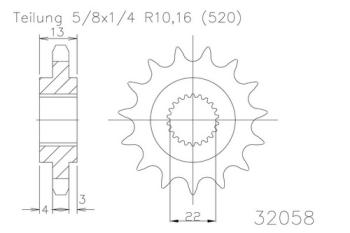 Preview: Kettenritzel, 16 Zähne