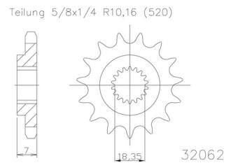 Pinion gear, 12 teeth