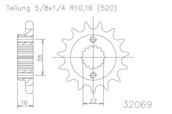 Preview: Kettenritzel, 14 Zähne