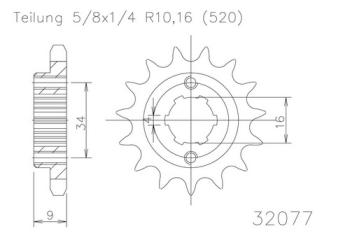 Preview: Kettenritzel, 14 Zähne