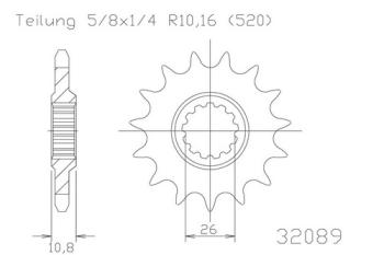 Preview: Kettenritzel, 16 Zähne