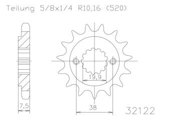 Kettenritzel, 15 Zähne