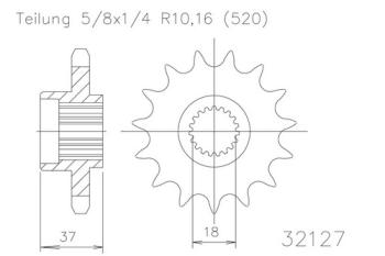 Preview: Kettenritzel, 18 Zähne