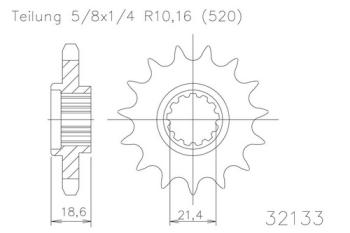 Preview: Kettenritzel, 14 Zähne