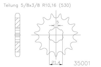 Preview: Kettenritzel, 16 Zähne