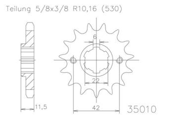 Preview: Kettenritzel, 16 Zähne