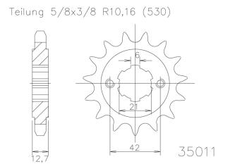 Kettenritzel, 17 Zähne