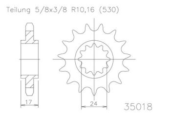 Preview: Kettenritzel, 16 Zähne