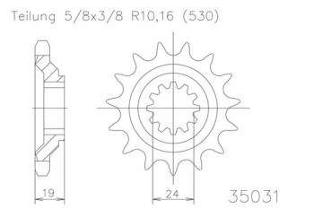 Preview: Kettenritzel, 17 Zähne