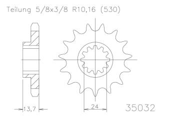 Kettenritzel, 17 Zähne