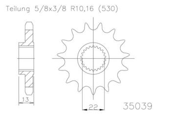 Preview: Kettenritzel, 15 Zähne