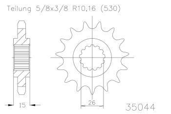 Kettenritzel, 16 Zähne