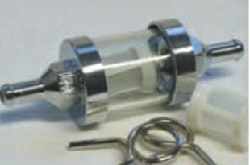 Benzinfilter Chrom/Glas, Anschluß ø6 mm