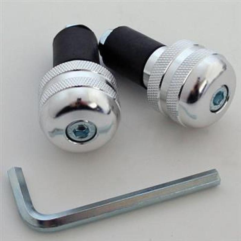 Handlebar ends, alu, silver, f. steel handle bars, pair