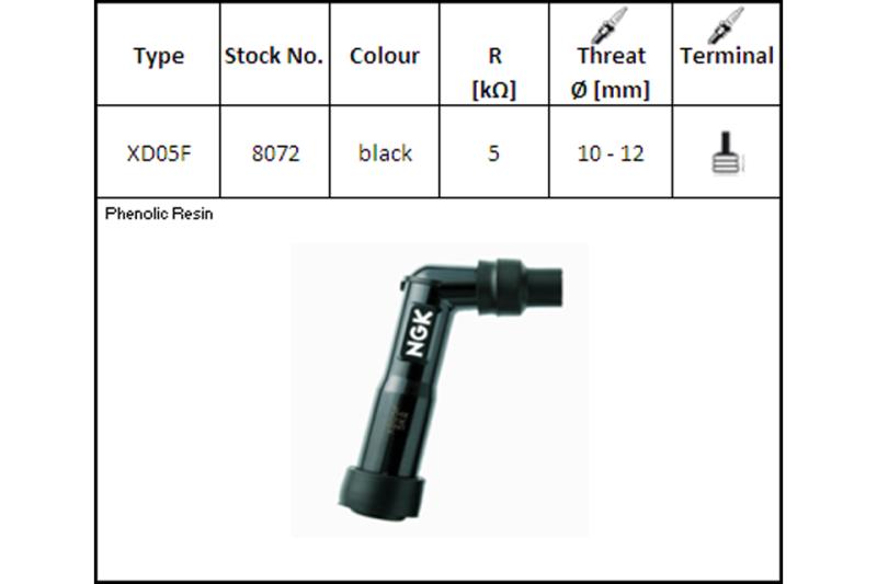 Spark plug connector, XD-05 F, for 12 mm