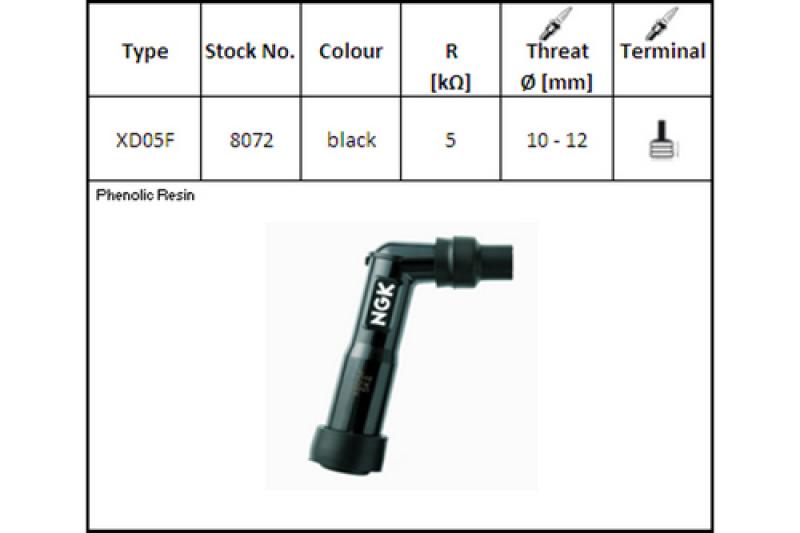 Spark plug connector, XD-05 F, for 12 mm