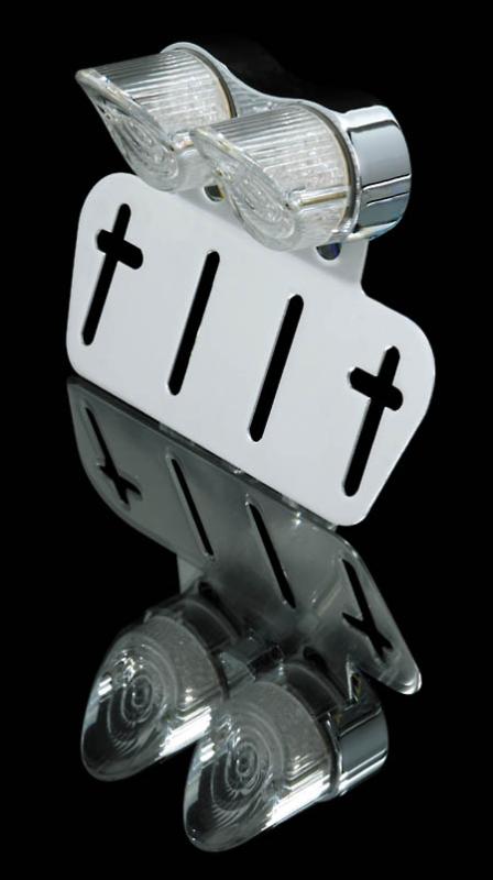 LED-Mini-Rücklicht NOSE, mit Nummernhalter, Glas transparent, verchromt