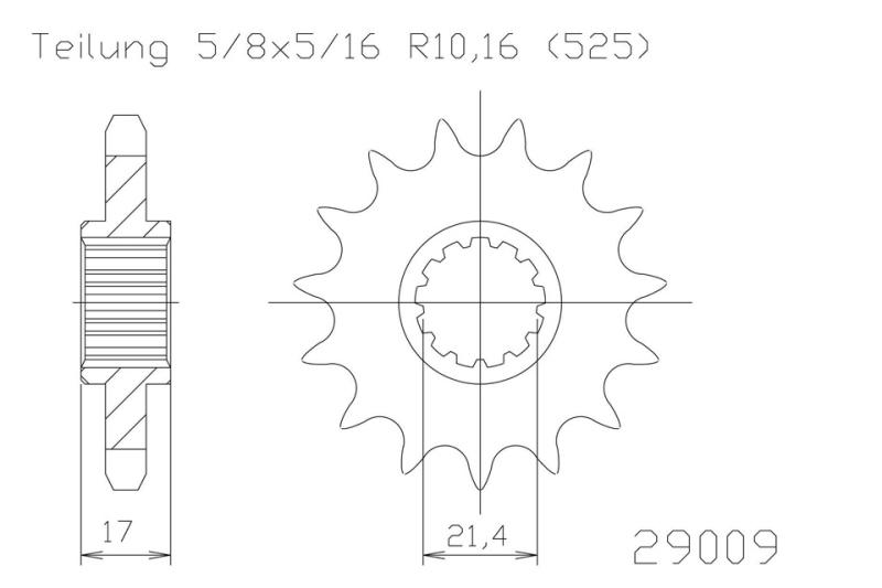 Pinion gear, 14 teeth