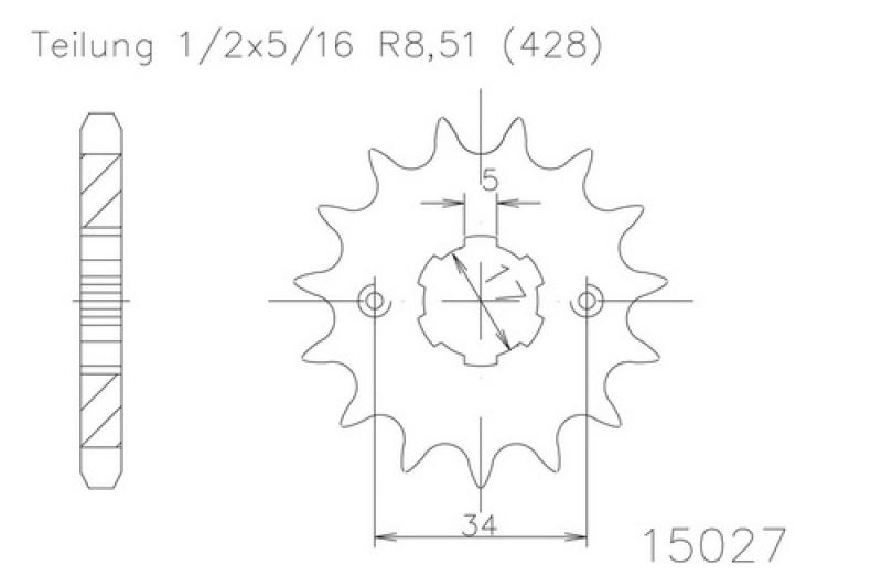 Pinion gear, 15 teeth