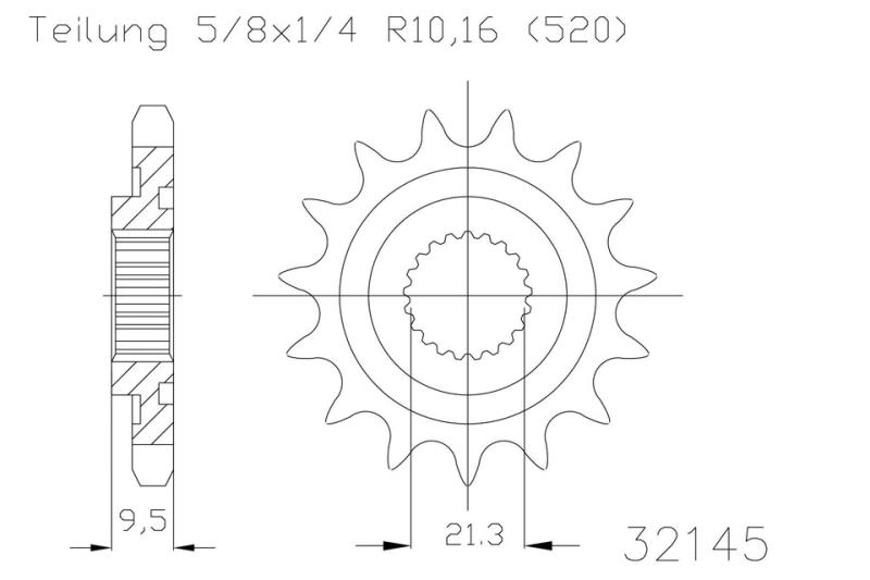 Pinion gear, 13 teeth