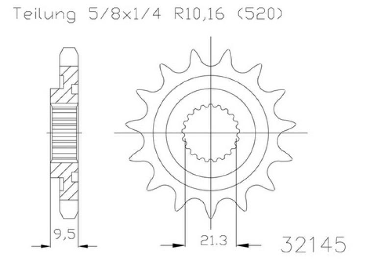 Pinion gear, 13 teeth