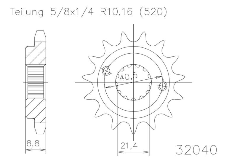 Pinion gear, 14 teeth