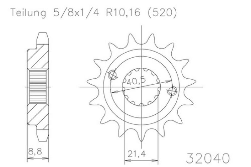 Pinion gear, 14 teeth