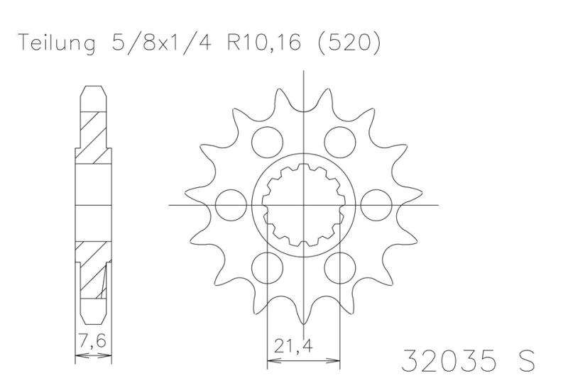 Pinion gear, 14 teeth