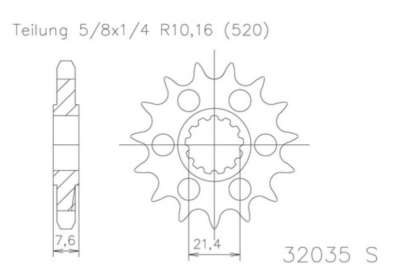 Pinion gear, 14 teeth