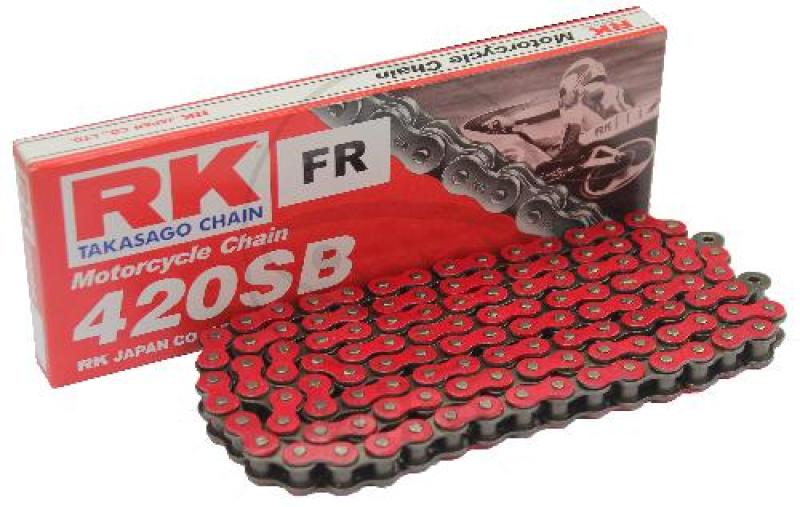 RK, Standard-Kette, rot 420 SB/132, offen mit Clipschloss