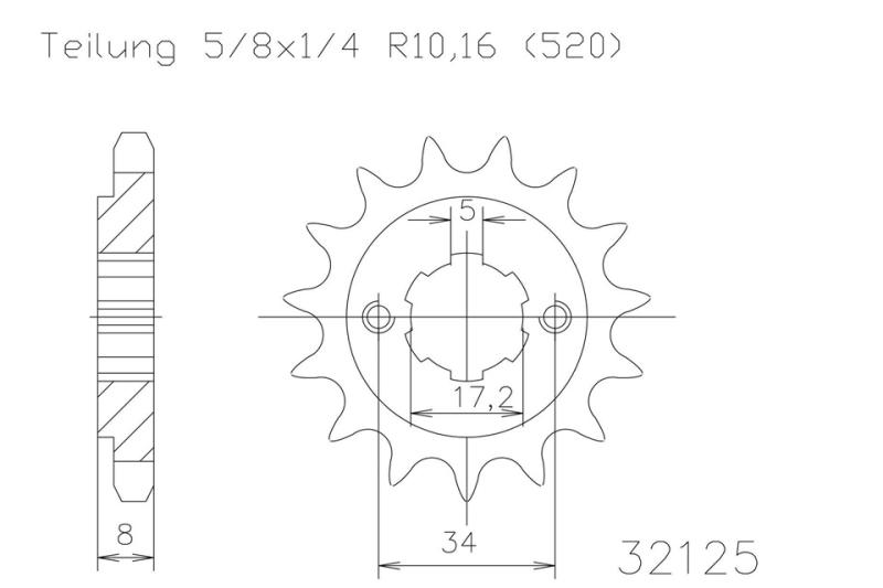 Pinion gear, 14 teeth