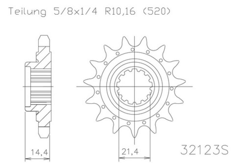 Pinion gear, 14 teeth