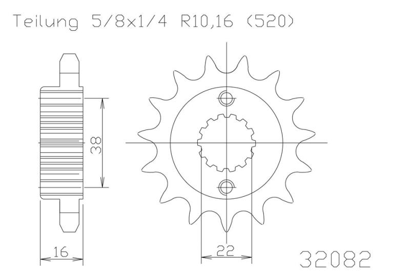 Pinion gear, 14 teeth