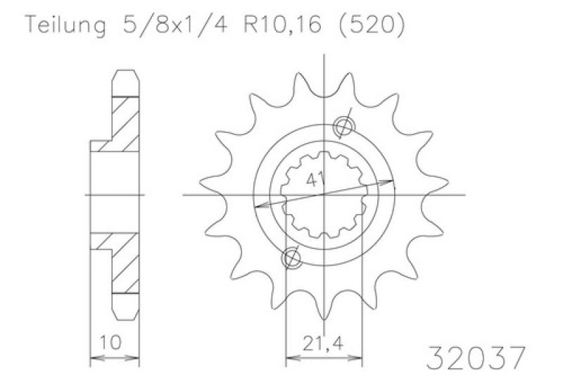 Kettenritzel, 13 Zähne