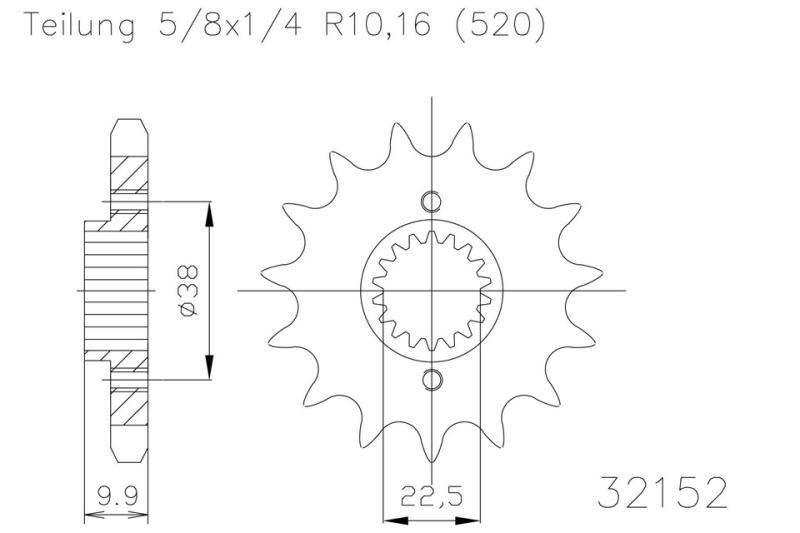 Pinion gear, 14 teeth