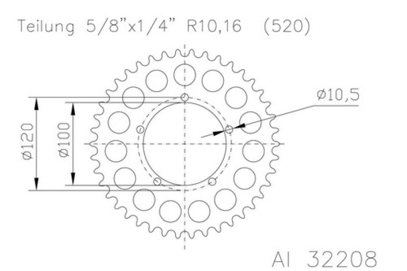 Aluminium sprocket, 47 teeth