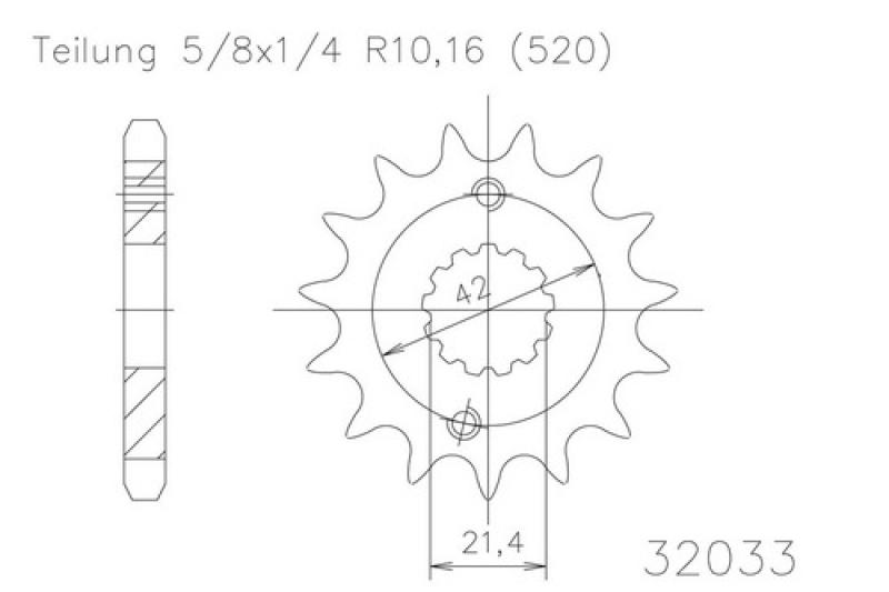 Pinion gear, 14 teeth