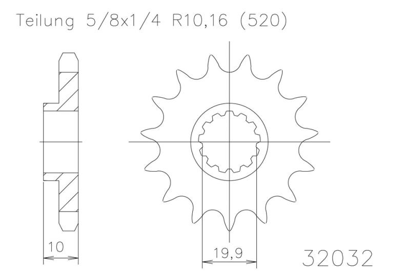 Pinion gear, 14 teeth