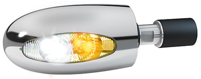 Lenkerendenblinker BL 1000 PL, LED, chrom, weißes Glas
