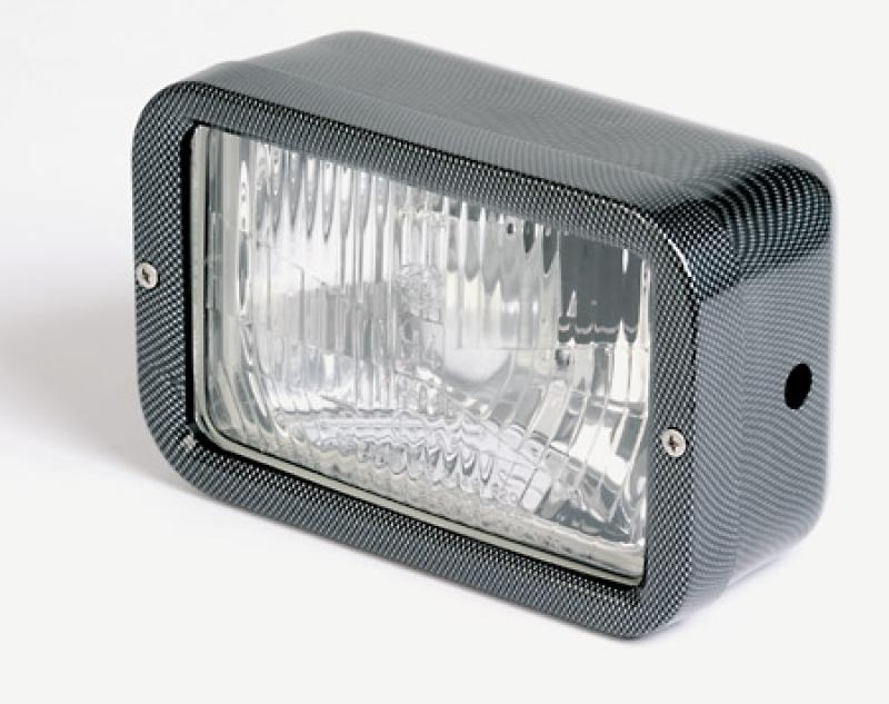 Rechteckiger Scheinwerfer mit seitlicher Befestigung im Carbon-Look