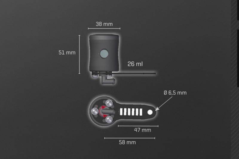 Fluid reservoir Scio, blue, 360Â° adjustable 90Â° connection