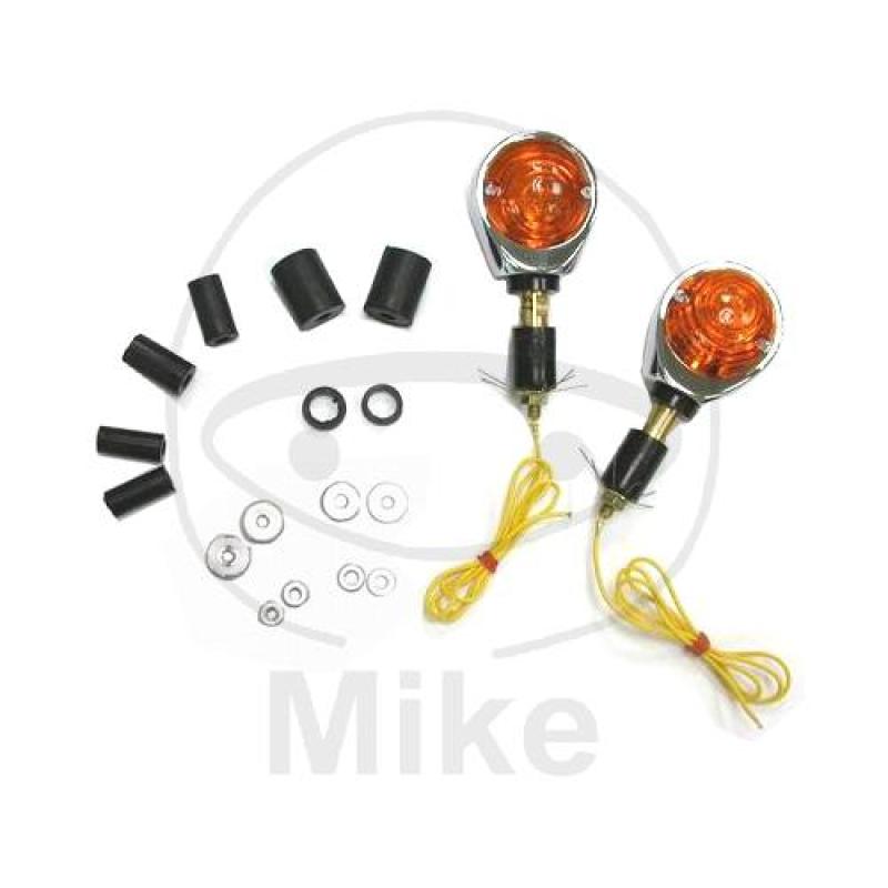 Blinkleuchte, Ochsenauge, Glas gelb, Gehäuse chrom, JMP