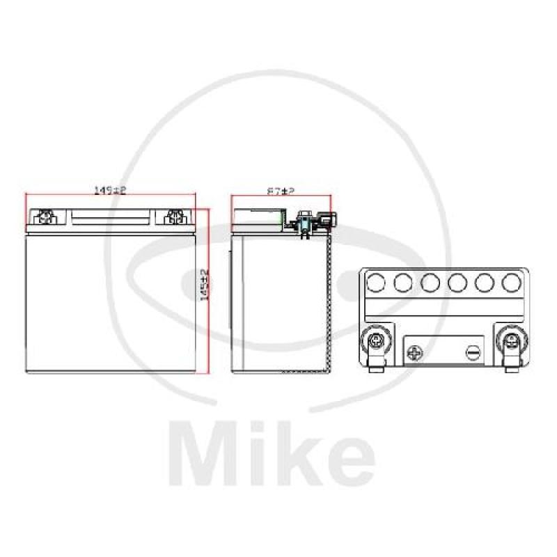 Motorradbatterie, JMT, wartungsfrei, VTB-8 V-Twin