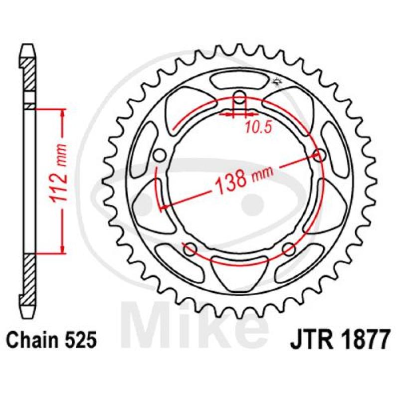 Kettenrad, 41Z, Teil.: 525, Innen Ø : 112, Lochkr.: 138