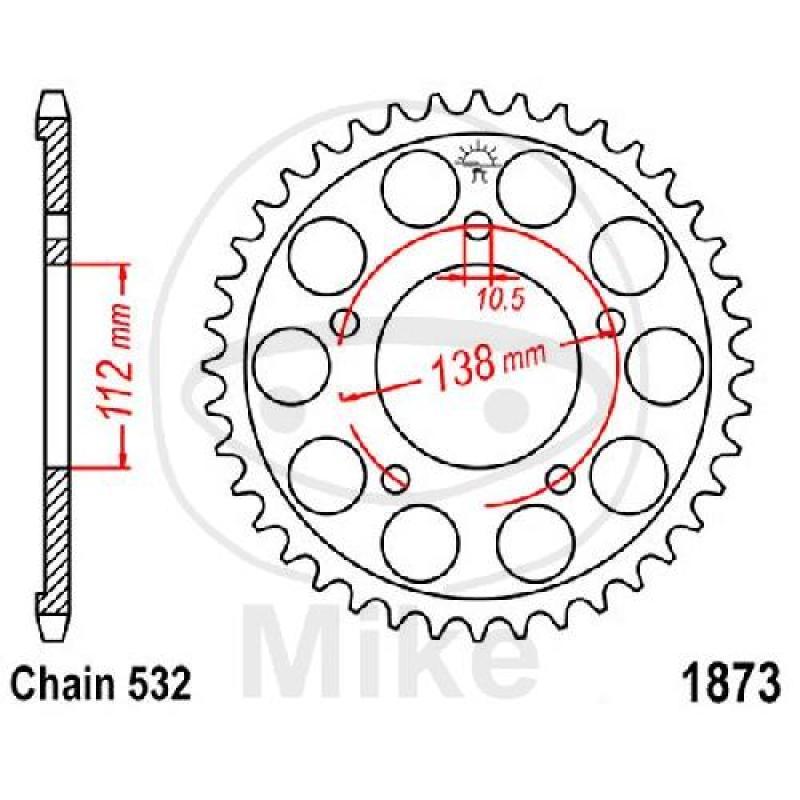 Kettenrad, 48Z, Teil.: 532, Innen Ø : 112, Lochkr.: 138