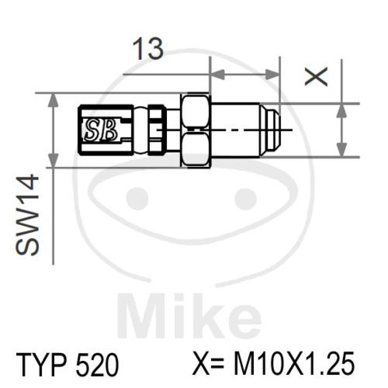 Aussengewinde, fest, Vario, TYP520 M10X1,25 rot