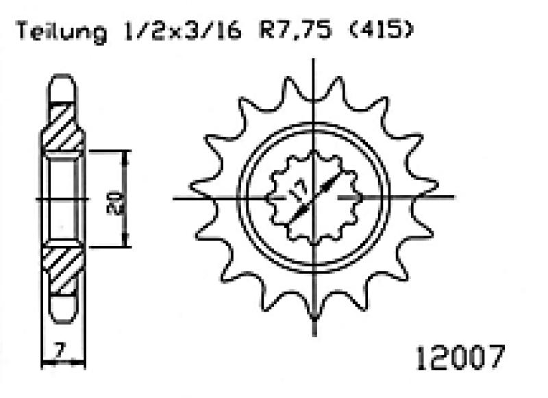 Pinion gear, 12 teeth