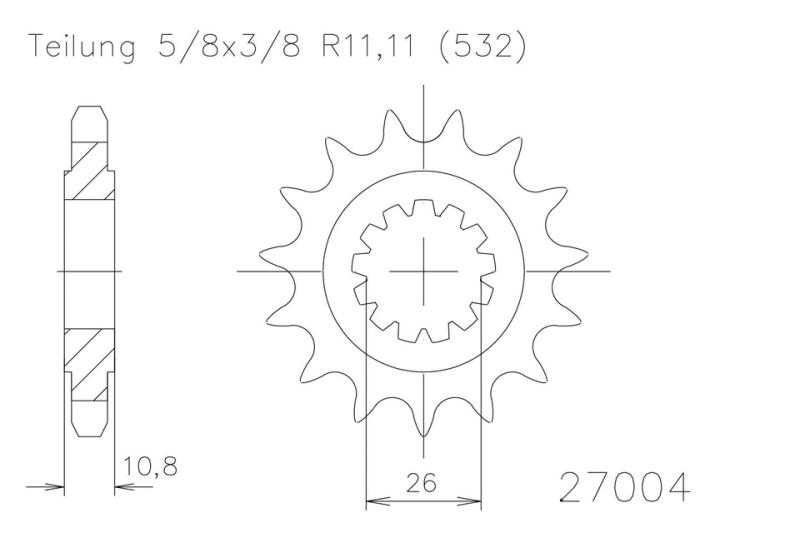 Kettenritzel, 17 Zähne